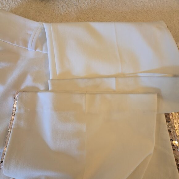BEBE IVORY NWT PANTS SIZE 10 HAND SEWN SEQUIN  FORM TUXEDO STRIPE MADE USA - Picture 12 of 14